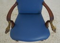 74460: Eagle Carved Arm Blue Leather Armchair