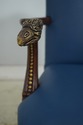 74460: Eagle Carved Arm Blue Leather Armchair