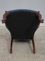 74460: Eagle Carved Arm Blue Leather Armchair