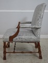 L69735: Chinese Chippendale Damask Upholstered Ope