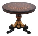 L69754: Italian Regency Round Black & Gold Inlaid 