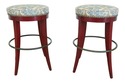 32500EC: Pair SWAIM Round Red Lacquer Counter Bar 
