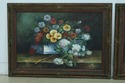 LF50723EC: Pair Framed Floral Oil Paintings On Can