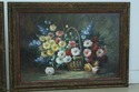 LF50723EC: Pair Framed Floral Oil Paintings On Can