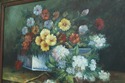 LF50723EC: Pair Framed Floral Oil Paintings On Can