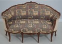 L71189: French 9 Leg Walnut Settee Loveseat
