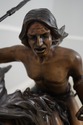 F62609EC: Artist Signed Large Bronze Native Americ