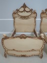 F71215: Pair Antique French Painted Mahogany Twin 