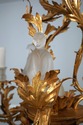 F62441EC: French Gold Leaf Toleware Chandelier w. 