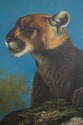 F10593E: Framed Oil Painting on Canvas Three Lions