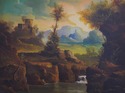 F71061: MEANS Artist Signed European Lake Scene Oi
