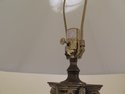 F30633EC: Brass & Marble Column Floor Lamp w. Shad