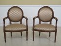 46946EC: Pair French Louis XV Upholstered Open Arm