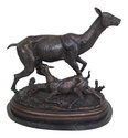 LF46850EC: SIGNATURE STATUARY Bronze Deer w. Foe S