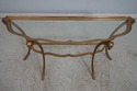 67176: LABARGE Brass & Glass Rams Head Console Tab