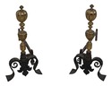 F63316EC: Pair Antique Brass & Iron Fireplace Andi