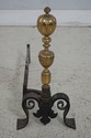 F63316EC: Pair Antique Brass & Iron Fireplace Andi