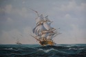 F63326EC: J.CARTER Signed Tall Ships Oil Painting 