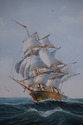 F63326EC: J.CARTER Signed Tall Ships Oil Painting 