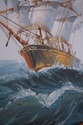 F63326EC: J.CARTER Signed Tall Ships Oil Painting 