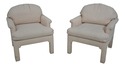 63079EC: Pair DREXEL Modern Design Upholstered Clu