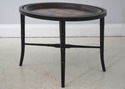 72112: Vintage Black And Gold Toleware Tray Top Ta
