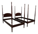 65696: Pair Of NORRIS Mahogany Single 4 Post Beds