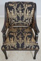 67452: Pair Of Black & Gold Chinoiserie Upholstere