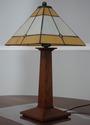 71879: STICKLEY Slag Glass Mission Oak Lamp