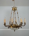 F62795EC: French Empire Style Crystal & Brass Chan