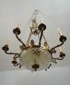 F62795EC: French Empire Style Crystal & Brass Chan