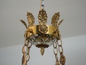 F62795EC: French Empire Style Crystal & Brass Chan