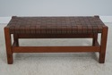 71881: STICKLEY Mission Oak Leather Woven Seat Ben
