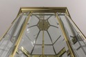 F58888EC: Large Brass & Beveled Glass Hanging Chan