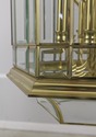 F58888EC: Large Brass & Beveled Glass Hanging Chan