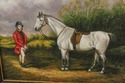 F58918EC: Man & Horse Framed Oil Painting On Canva