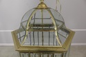 F58888EC: Large Brass & Beveled Glass Hanging Chan