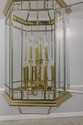 F58888EC: Large Brass & Beveled Glass Hanging Chan