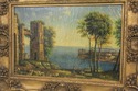 F58663EC: Mediterranean Coastal Scene Framed Oil P