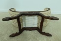 54278EC: Rolled Arm Upholstered Mahogany Bench