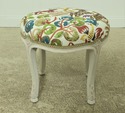 L54318EC: Pair Round French Painted Stools w. Safa