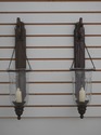 F71516: Pair Bronze Wall Mounted Crystal Shade Can