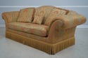 71654: BAKER Damask Upholstered Sofa w. Bullion Fr