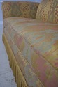 71654: BAKER Damask Upholstered Sofa w. Bullion Fr
