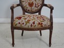 62959EC: French Louis XV Crewelwork Medallion Armc