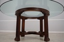 63063EC: HICKORY WHITE Round Glass Top Mahogany Ba