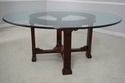 63063EC: HICKORY WHITE Round Glass Top Mahogany Ba