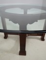 63063EC: HICKORY WHITE Round Glass Top Mahogany Ba