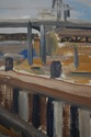 F66991: Modern Waterfront Bridge Oil Painting On C