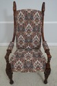 71387: Pair Large Swan Carved Mahogany Throne Chai